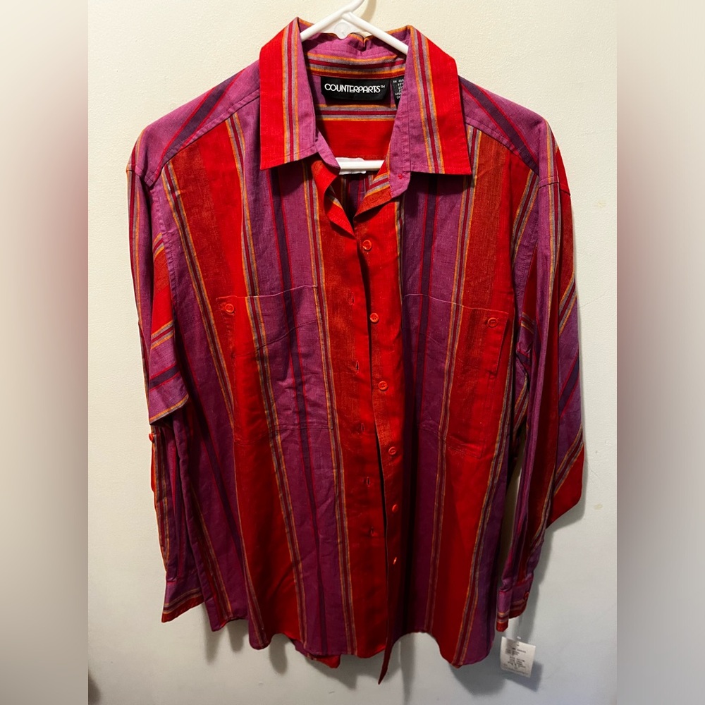 Vintage nwt counterparts linen blend button down sz 12